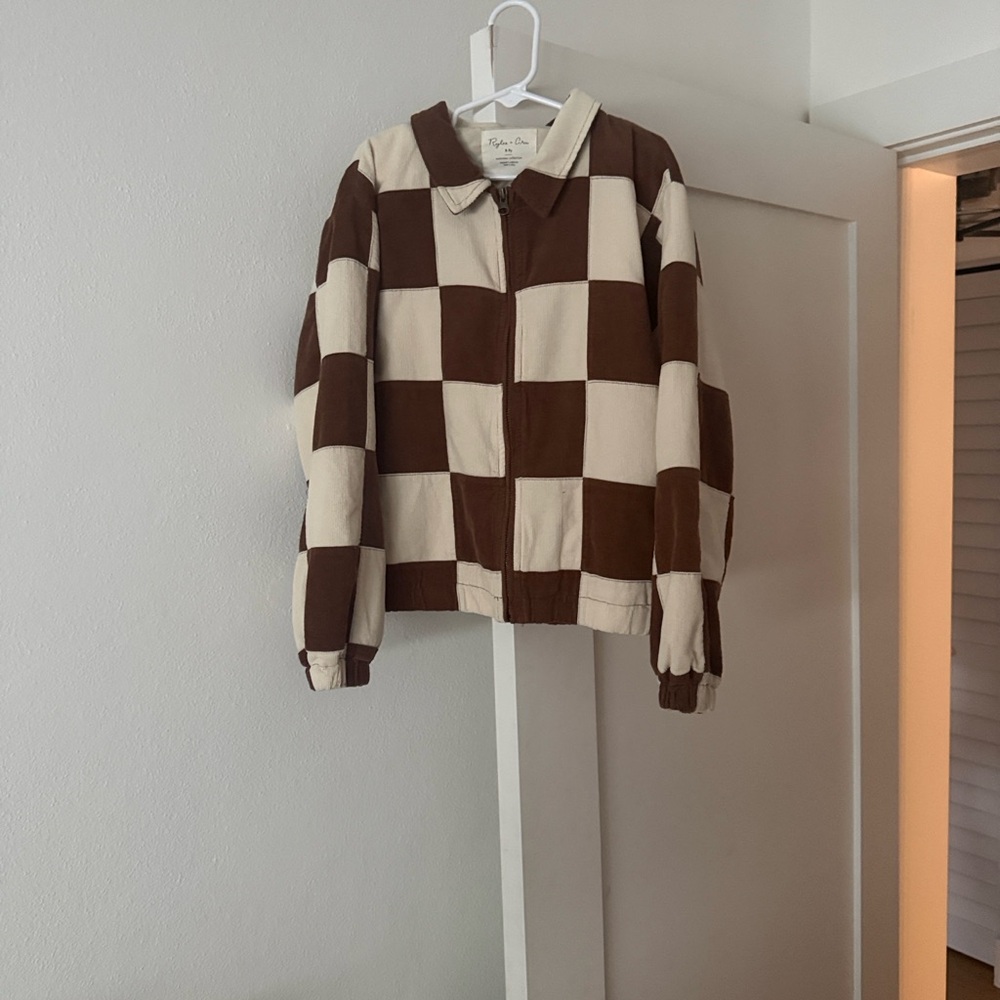 Rylee + Cru Brown and Cream Corduroy Jacket